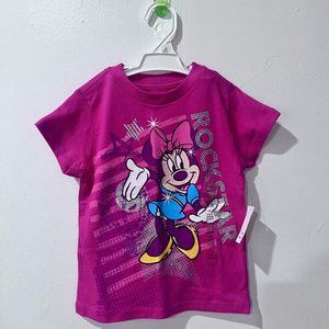 Disney Minnie Mouse Rockstar Pink Glitter Girls T-Shirt NWT